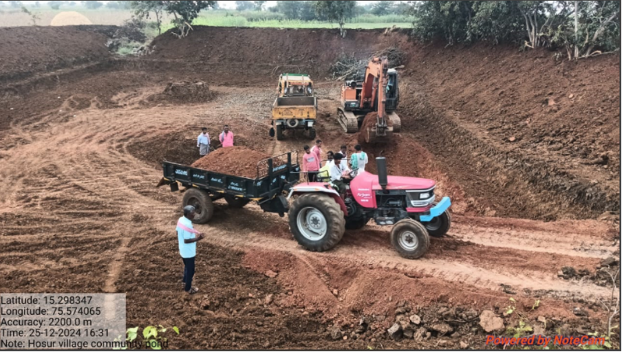 Community Ponds being de-silterd and farmers carting awway the silt to use on their land.